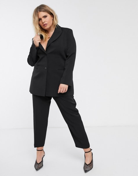 ASOS DESIGN Curve – Pop – Schmal geschnittener Anzug in Schwarz