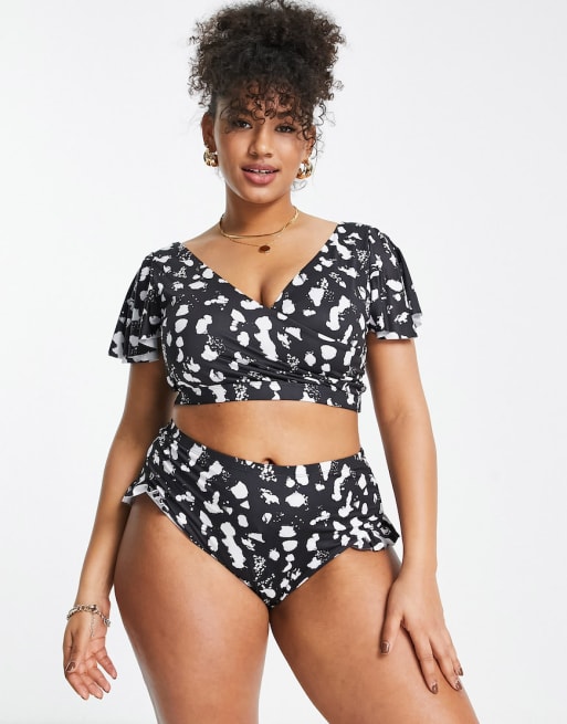 Asos Design Curve Recycled Mix And Match Bikini In Mono Spot Asos