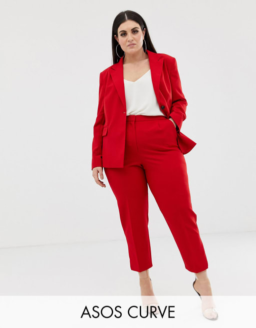 asos red trouser suit