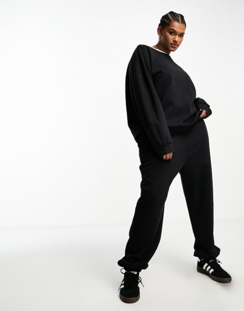 ASOS DESIGN curve sweats and jogger mix and match co-ord in black - view 1