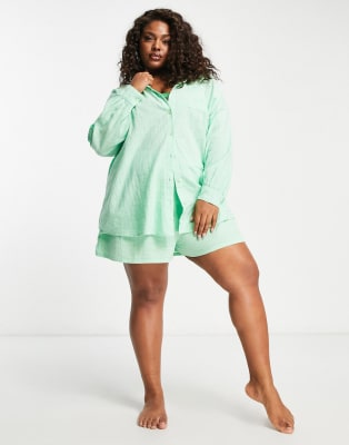 ASOS DESIGN Curve textured beach co ord in pastel green | ASOS