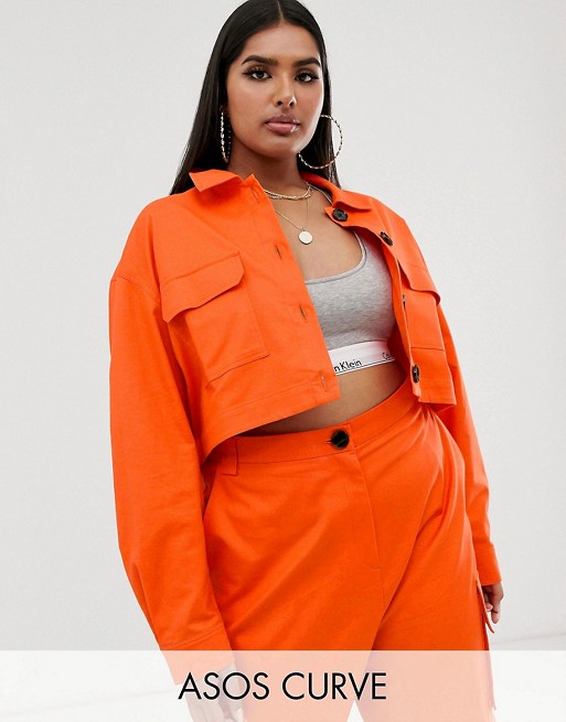 ASOS DESIGN Curve utility suit in orange