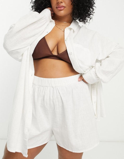 ASOS DESIGN Curve – Vitt strandset i oversize - view 1