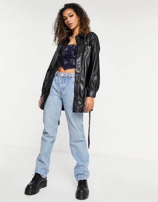 ASOS DESIGN – Czarny garnitur 2-częściowy z imitacji skóry