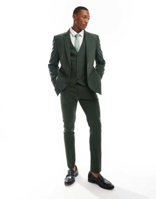 ASOS DESIGN – Dopasowany zielony garnitur
