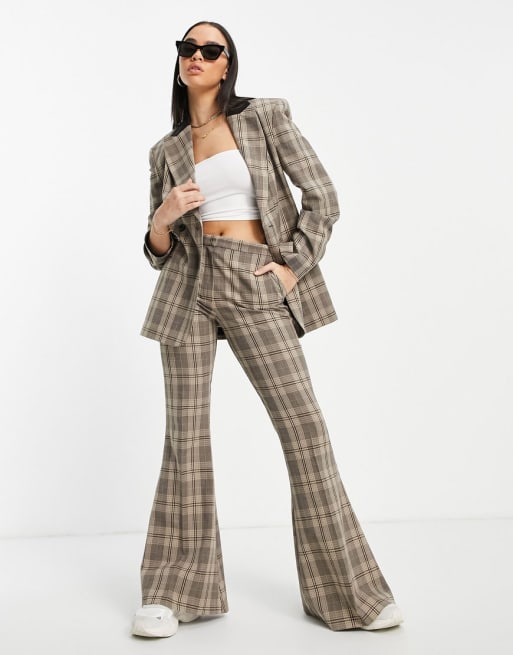 ASOS DESIGN double breasted suit in brown check