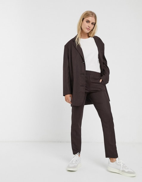 ASOS DESIGN – Dunkel karierter Dad-Anzug