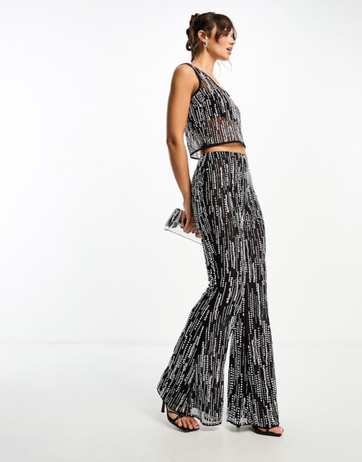 ASOS DESIGN embellished black and silver set