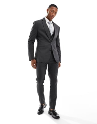 ASOS DESIGN – Eng geschnittener Anzug in Anthrazit - view 1