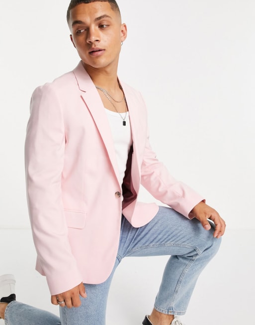 ASOS DESIGN – Eng geschnittener Anzug in Pastellrosa