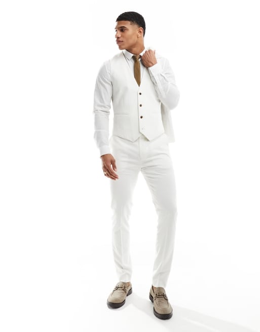 ASOS DESIGN – Eng geschnittener Anzug in Steinbeige