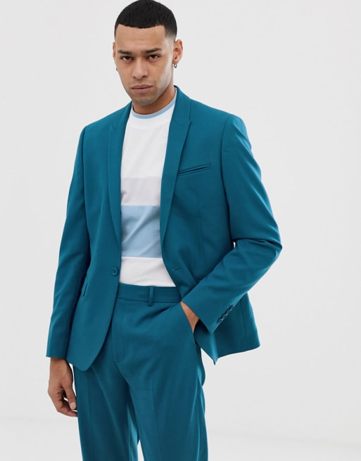 ASOS DESIGN – Enger Anzug in Petrol