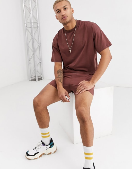 ASOS DESIGN - Ensemble à coutures apparentes - Marron