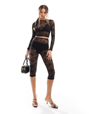 Ensemble 2 Pièces Femme - Crop Top Cuir Synthétique Métallisé + Short Décontracté - Noir - Tendance 2025