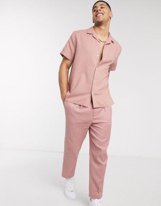 ASOS DESIGN - Ensemble en lin - Rose
