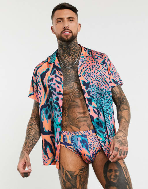 ASOS DESIGN - Ensemble fluo à imprimé animal