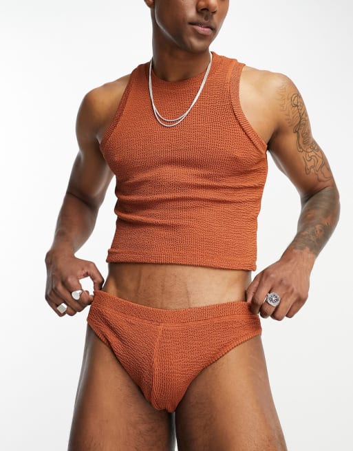 ASOS DESIGN - Ensemble froissé texturé - Marron