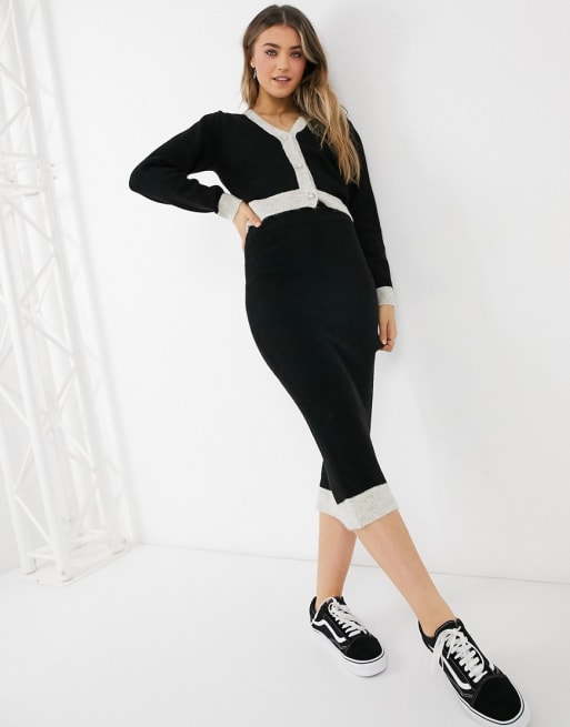ASOS DESIGN - Ensemble gilet et jupe avec bords contrastants - Noir