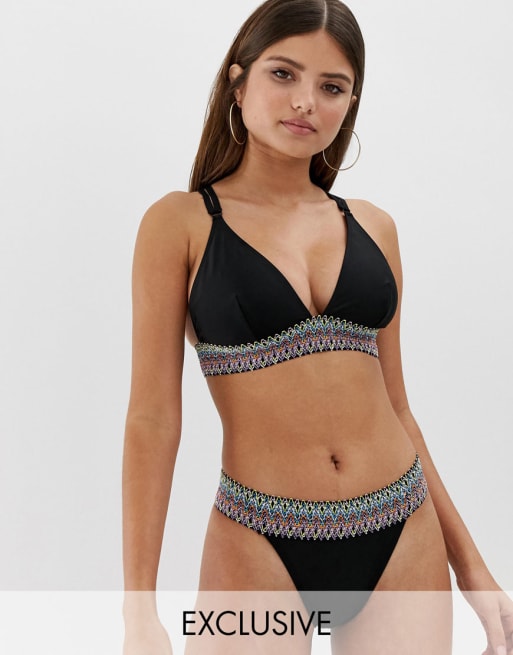 ASOS DESIGN – Exklusiver Bikini mit Triangel-BH und Elastikband für die vollere Brust und Tanga