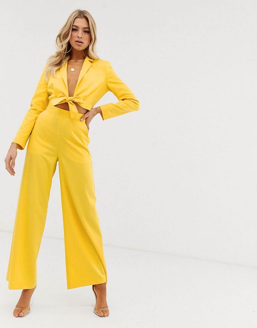 ASOS DESIGN extreme high waist tie front suit co-ord