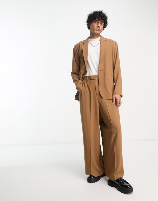 ASOS DESIGN extreme wide leg suit in tobacco crepe ASOS