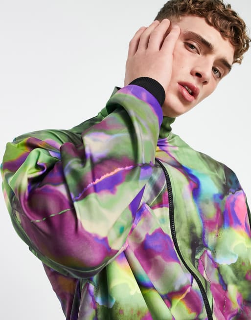 ASOS DESIGN – Festiwalowy zestaw z nadrukiem na całości: szorty i bluza sportowa