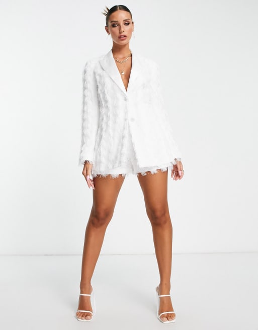 ASOS DESIGN fringed suit in white ASOS