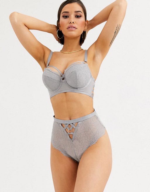 ASOS DESIGN Fuller Bust Masako strappy underwire bra and high waist pant