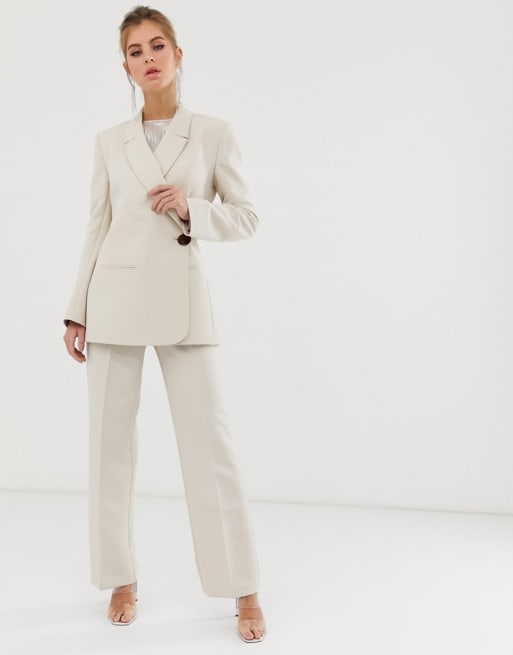 ASOS DESIGN — Garnitur z guzikiem z rogu w kolorze kamienia