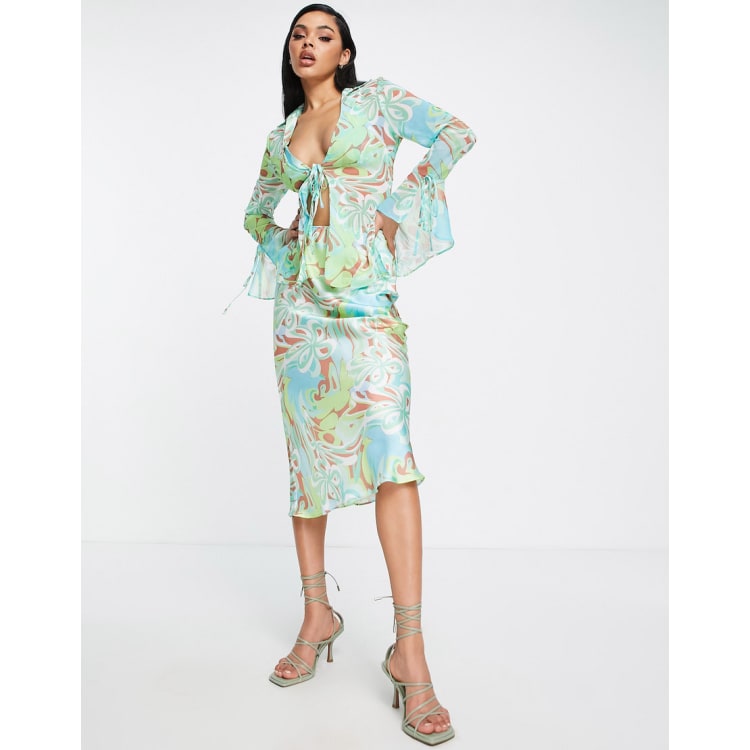 ASOS DESIGN green swirl print set