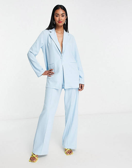 ASOS DESIGN jersey slouch suit in pale blue