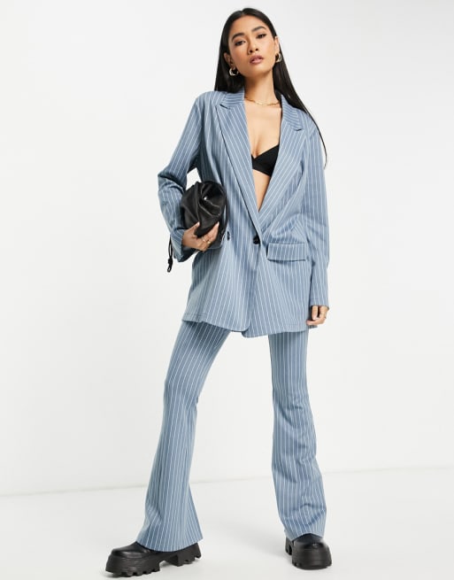 ASOS DESIGN jersey suit in blue pinstripe