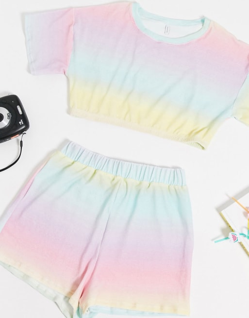 ASOS DESIGN jersey towelling beach co-ord in pastel ombre