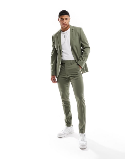 ASOS DESIGN - Kakigrønt skinny-jakkesæt i twill