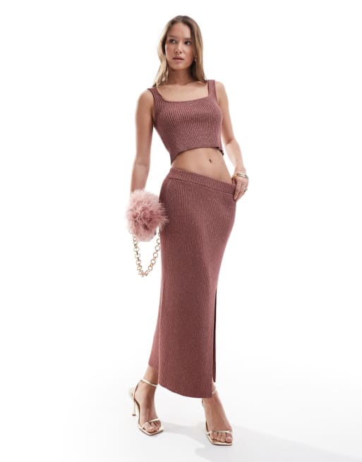 Rust knit midi skirt sales