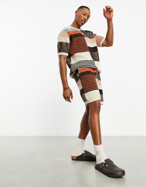 ASOS DESIGN knitted set with patchwork design