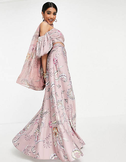 ASOS DESIGN dupatta scarf in pink modern paisley print