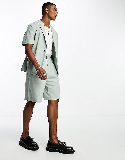 ASOS DESIGN linen mix suit in sage green | ASOS