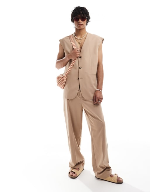 ASOS DESIGN longline smart co-ord in stone