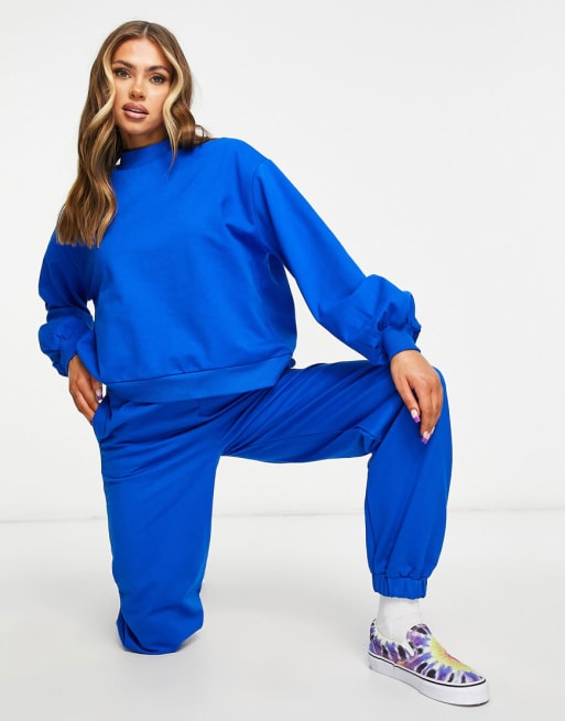 ASOS DESIGN lounge co ord oversized sweat jogger set in blue ASOS