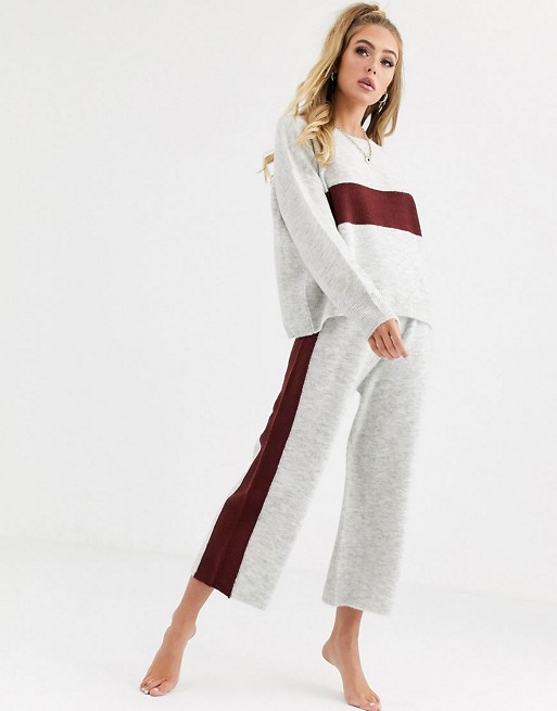 ASOS DESIGN lounge premium knitted stripe sweater and trouser