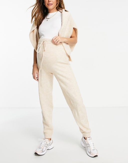 ASOS DESIGN Maternity boxy jumper with crew neck and knitted tie waist jogger in