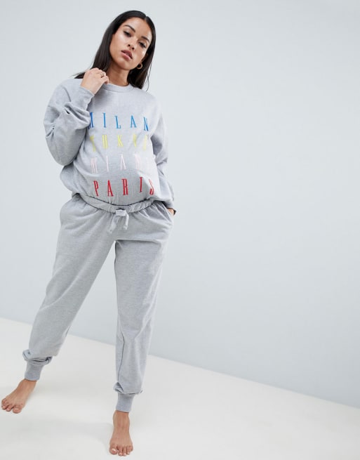 ASOS DESIGN Maternity - City - Top molletonné confort et pantalon de jogging coupe oversize