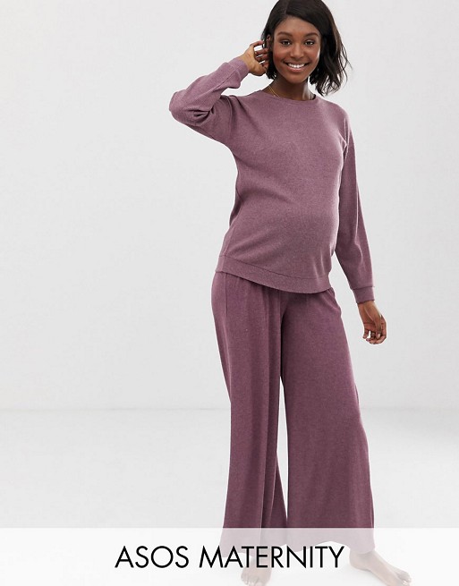 ASOS DESIGN Maternity lounge ribbed sweat and trouser