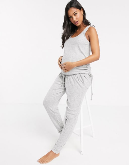 ASOS DESIGN maternity sweatpants jumpsuit in gray