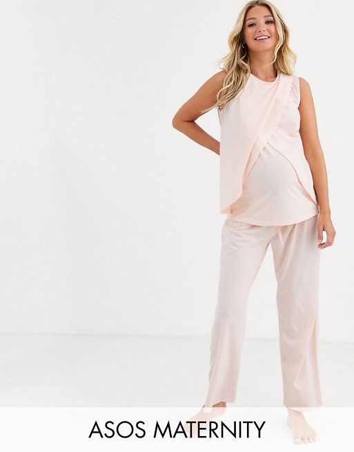 ASOS DESIGN Maternity mix & match nursing top and trouser set