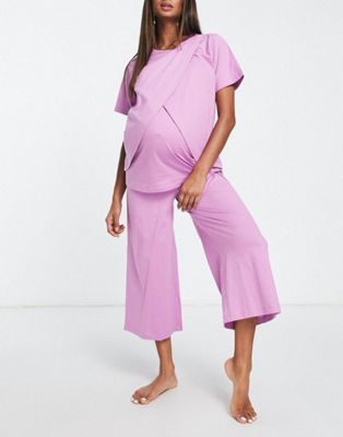 ASOS DESIGN Maternity mix & match cotton set in white & lilac