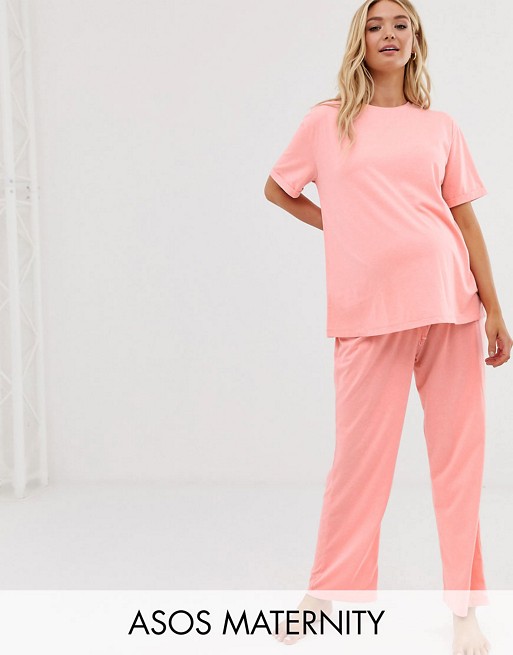 ASOS DESIGN Maternity mix & match pyjama jersey tee and trouser
