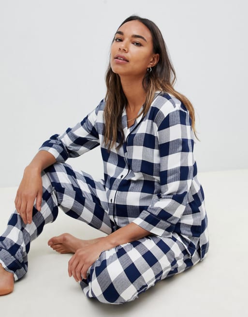 ASOS DESIGN Maternity mix og match pyjamassæt i gingham-tern