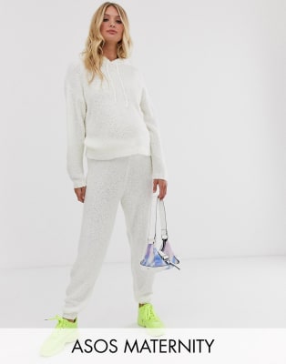  ASOS DESIGN Maternity – Strick-Kombiteil mit Teddyfell, in Creme